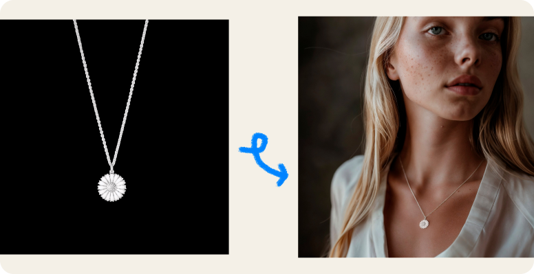 AI produktbillede med smykke